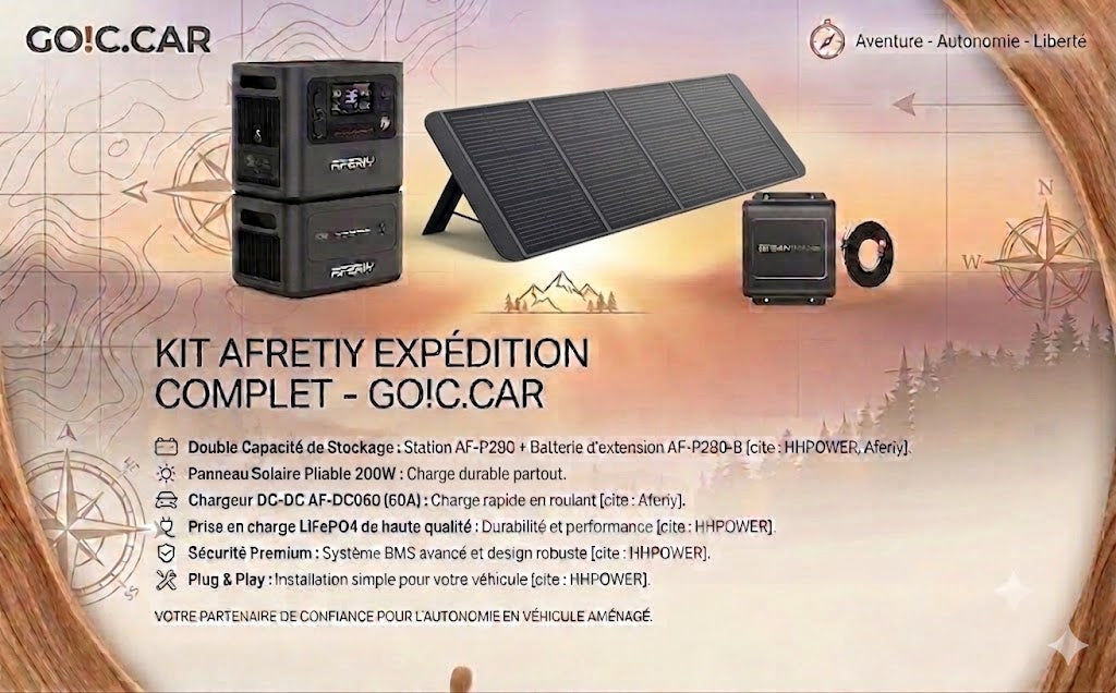 Kit Solaire Expédition 200W – Station Aferiy P280 + Extension B + Panneau 200W+DC-DC AF-DC060