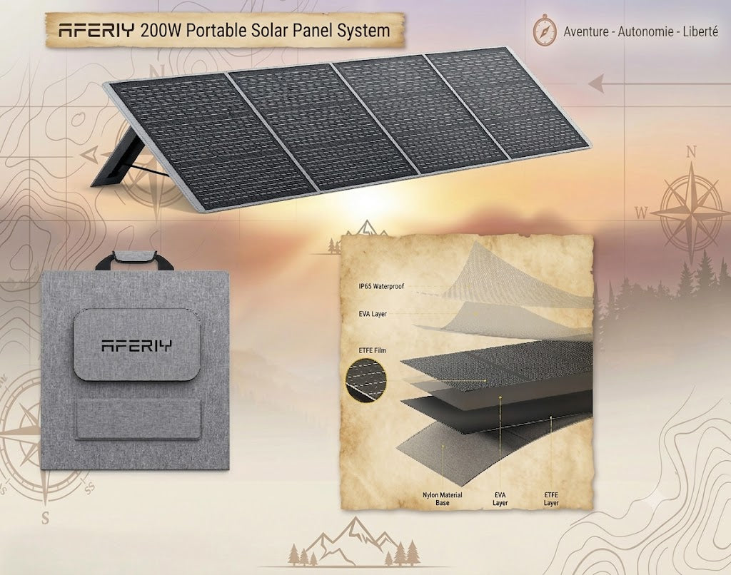 Kit Solaire Expédition 200W – Station Aferiy P280 + Extension B + Panneau 200W+DC-DC AF-DC060