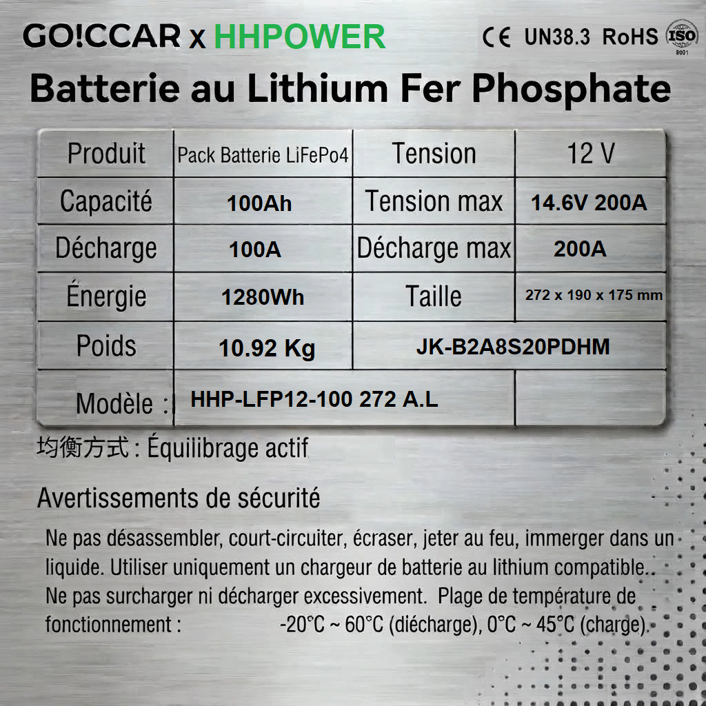 HHPOWER 273 :  12V 100 Ah – Spéciale Hiver (Winter Proof) avec Chauffage Intégré"